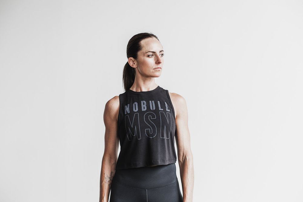 NOBULL Majice Bez Rukava Ženske - Nobull Muscle Madison Crne (491320-ROJ)